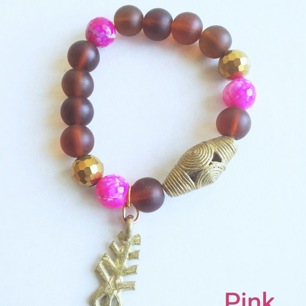 Handmade Gemstone Beads Bracelet Pink
